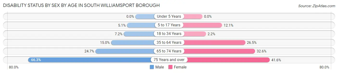 Disability Status by Sex by Age in South Williamsport borough