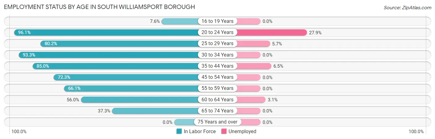 Employment Status by Age in South Williamsport borough