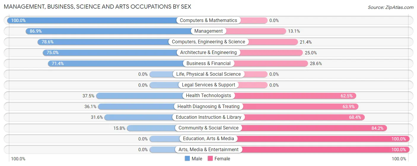 Management, Business, Science and Arts Occupations by Sex in Speers borough