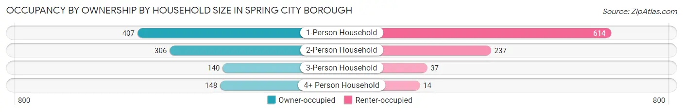 Occupancy by Ownership by Household Size in Spring City borough