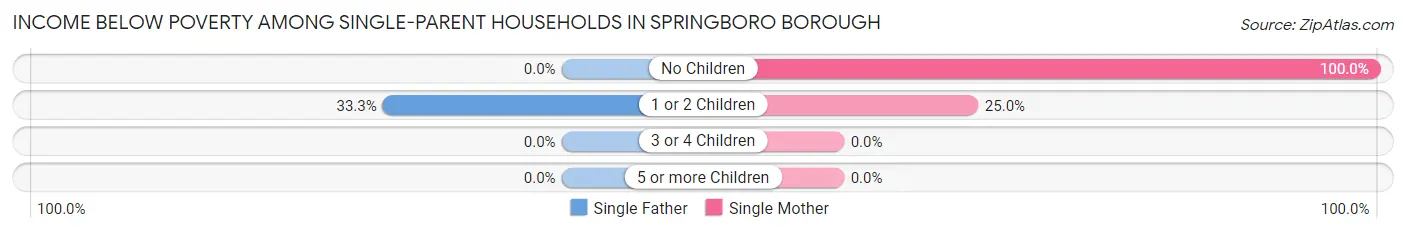 Income Below Poverty Among Single-Parent Households in Springboro borough