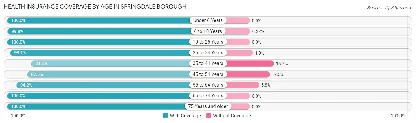 Health Insurance Coverage by Age in Springdale borough