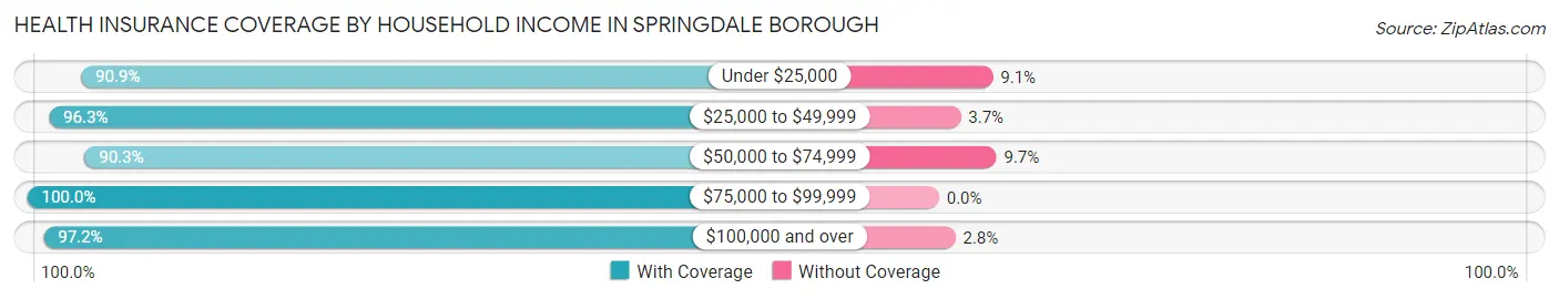 Health Insurance Coverage by Household Income in Springdale borough