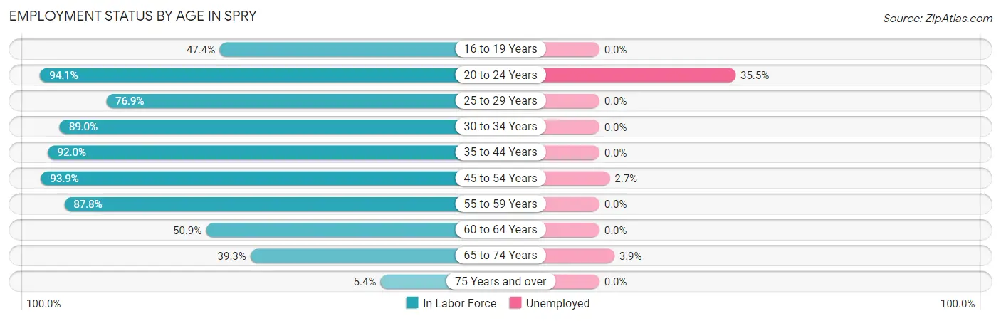 Employment Status by Age in Spry