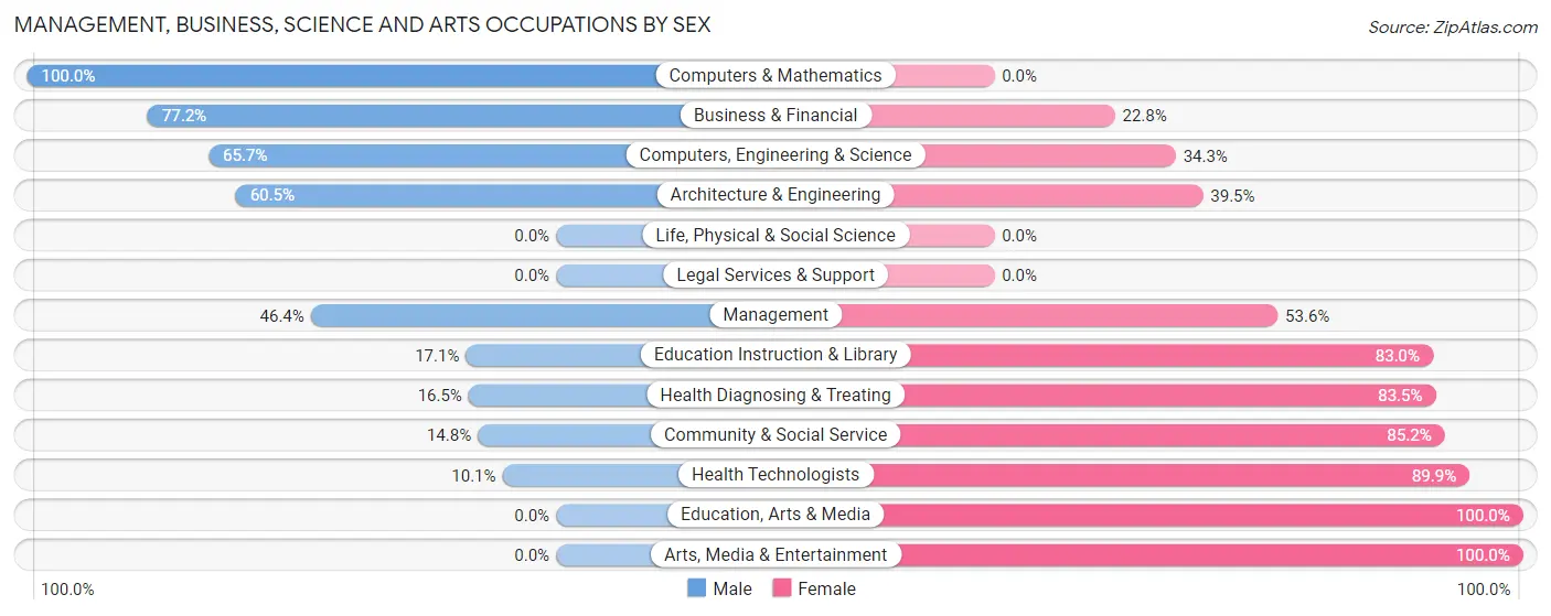 Management, Business, Science and Arts Occupations by Sex in St Marys