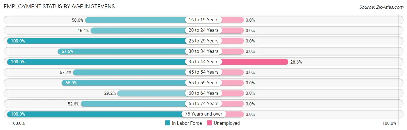 Employment Status by Age in Stevens