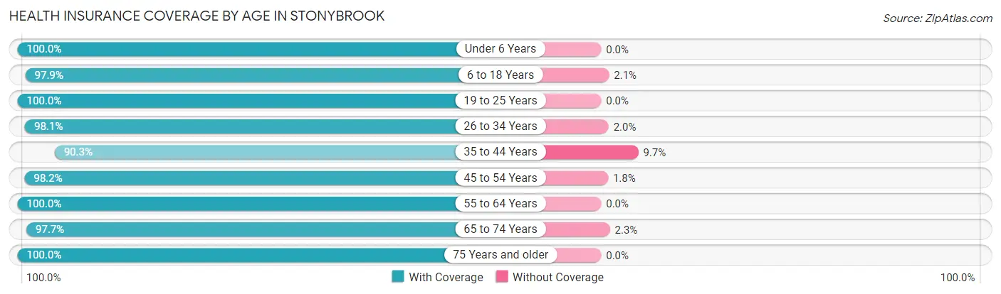 Health Insurance Coverage by Age in Stonybrook