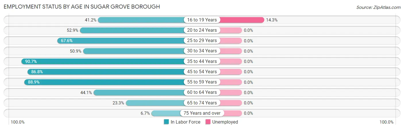 Employment Status by Age in Sugar Grove borough