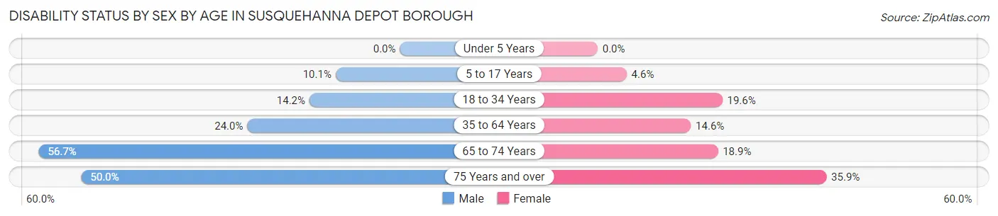 Disability Status by Sex by Age in Susquehanna Depot borough