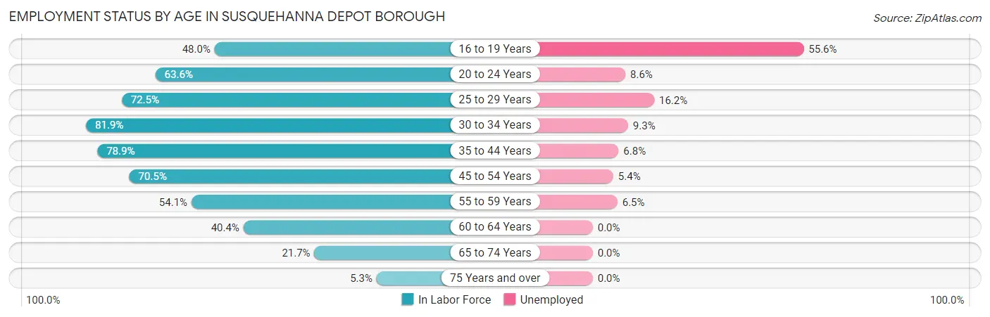 Employment Status by Age in Susquehanna Depot borough