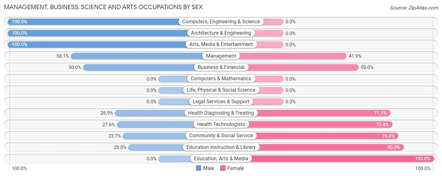 Management, Business, Science and Arts Occupations by Sex in Susquehanna Depot borough