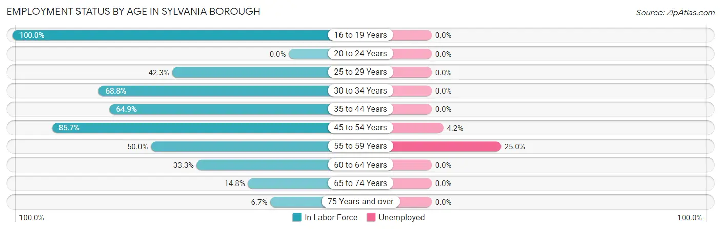 Employment Status by Age in Sylvania borough