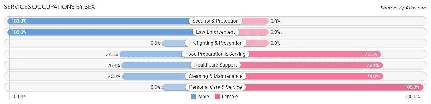 Services Occupations by Sex in Throop borough