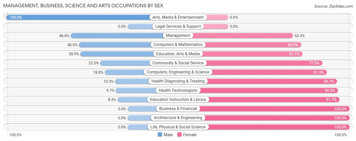 Management, Business, Science and Arts Occupations by Sex in Topton borough
