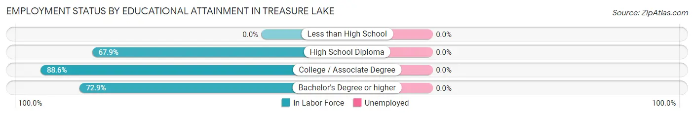 Employment Status by Educational Attainment in Treasure Lake