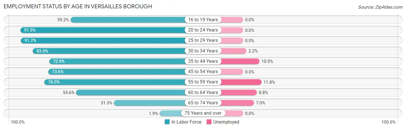 Employment Status by Age in Versailles borough