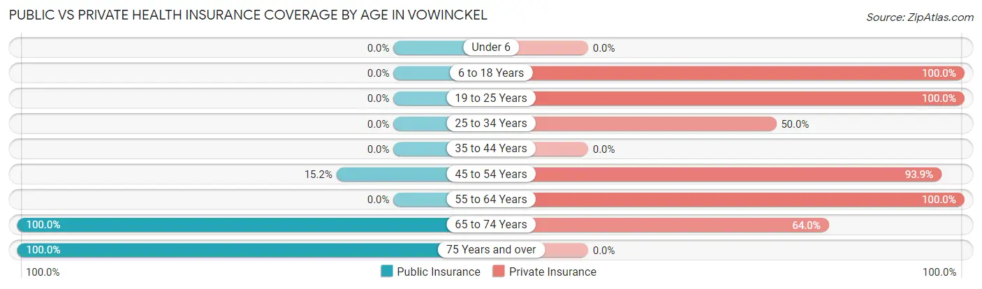 Public vs Private Health Insurance Coverage by Age in Vowinckel