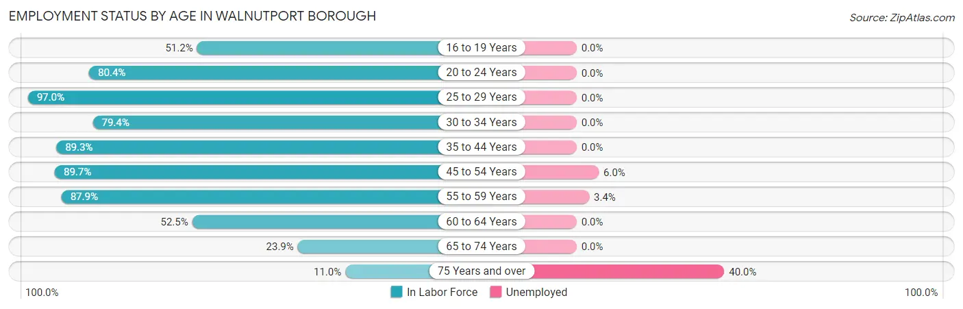 Employment Status by Age in Walnutport borough