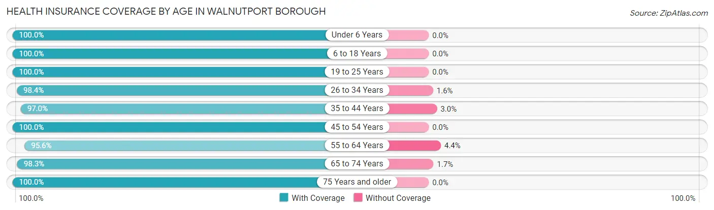 Health Insurance Coverage by Age in Walnutport borough