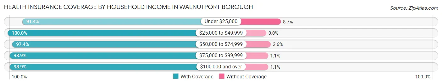 Health Insurance Coverage by Household Income in Walnutport borough