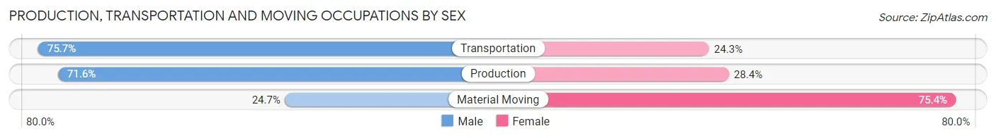 Production, Transportation and Moving Occupations by Sex in Walnutport borough