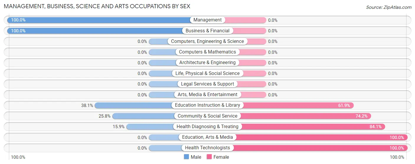 Management, Business, Science and Arts Occupations by Sex in Washington Boro