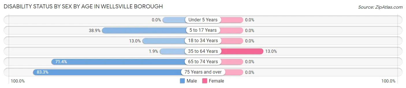 Disability Status by Sex by Age in Wellsville borough
