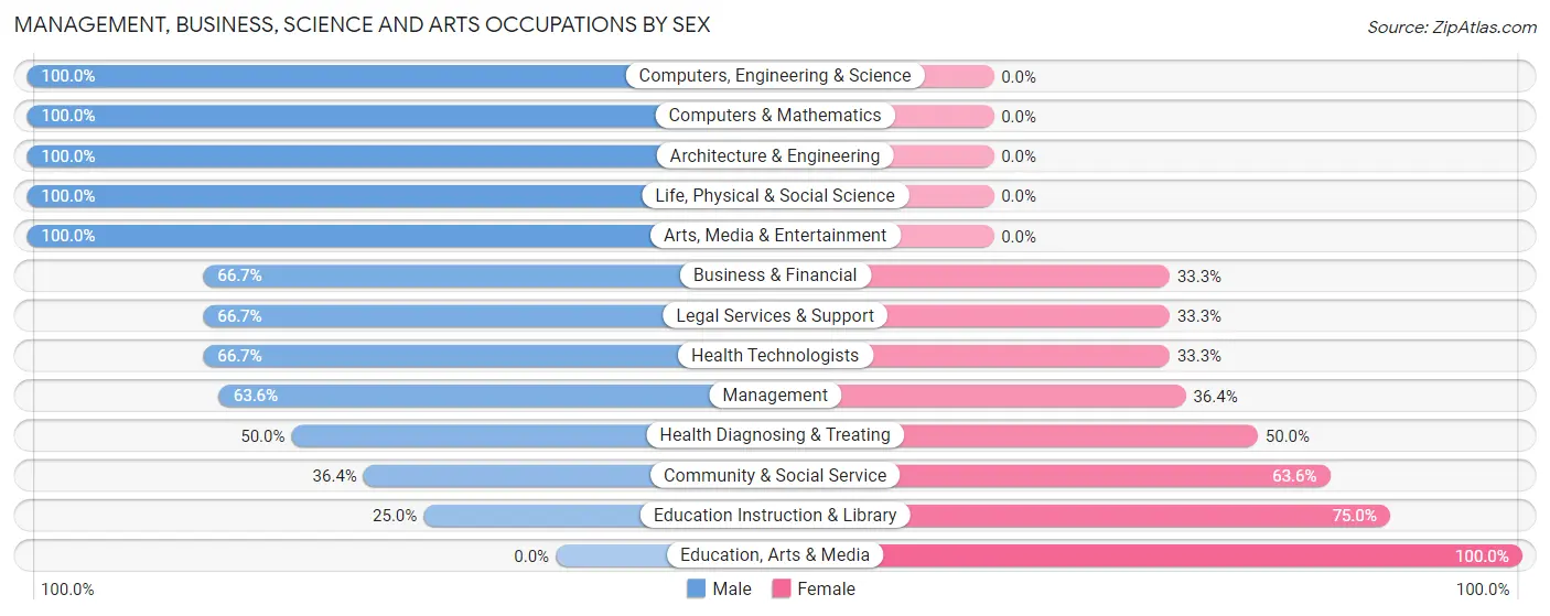 Management, Business, Science and Arts Occupations by Sex in Wellsville borough