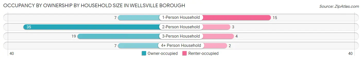 Occupancy by Ownership by Household Size in Wellsville borough