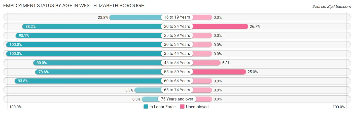 Employment Status by Age in West Elizabeth borough