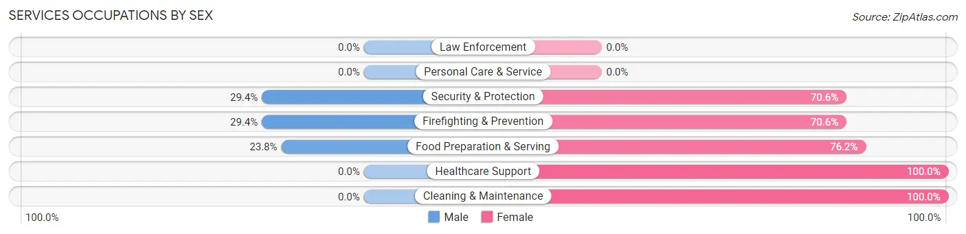 Services Occupations by Sex in West Elizabeth borough