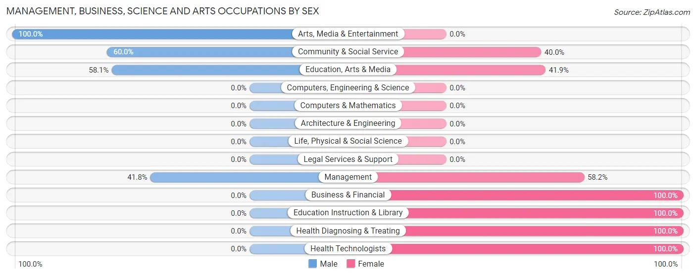 Management, Business, Science and Arts Occupations by Sex in West Hamburg