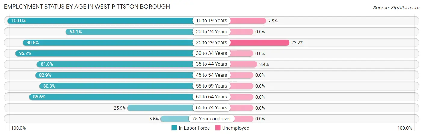 Employment Status by Age in West Pittston borough