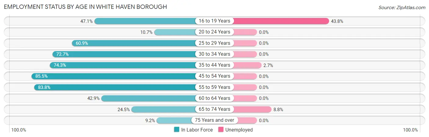 Employment Status by Age in White Haven borough