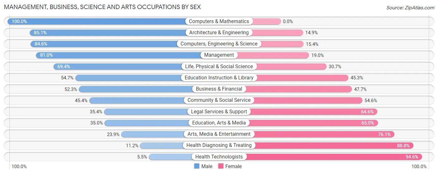 Management, Business, Science and Arts Occupations by Sex in Willow Street
