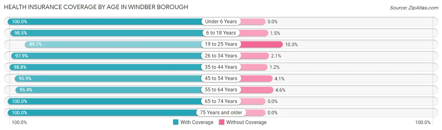 Health Insurance Coverage by Age in Windber borough