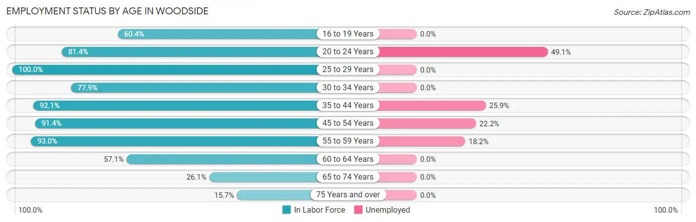 Employment Status by Age in Woodside