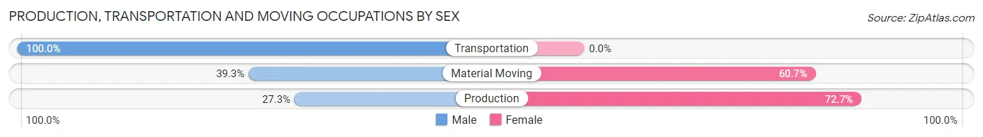 Production, Transportation and Moving Occupations by Sex in Yeagertown