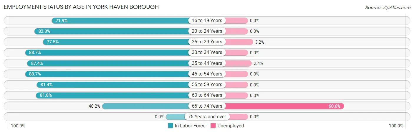 Employment Status by Age in York Haven borough