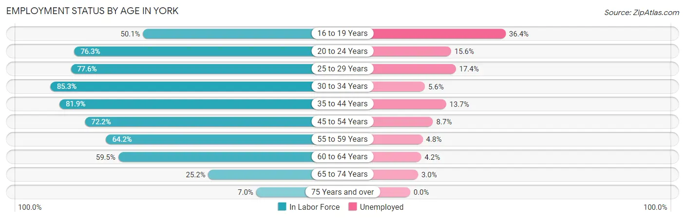 Employment Status by Age in York