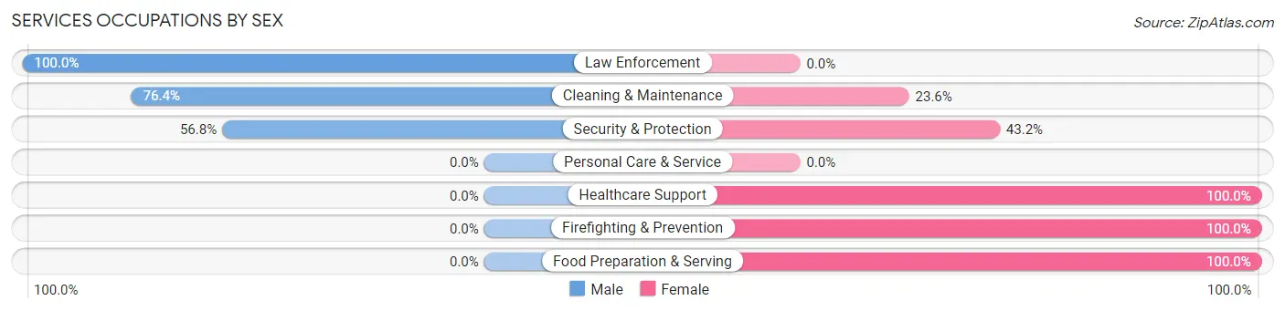 Services Occupations by Sex in Aguas Claras