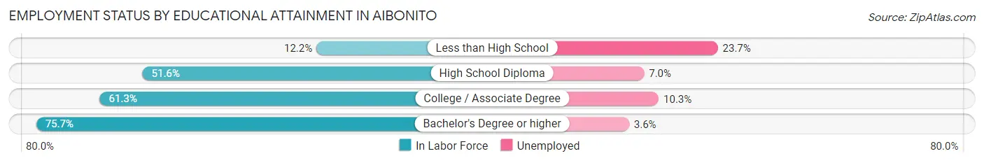 Employment Status by Educational Attainment in Aibonito
