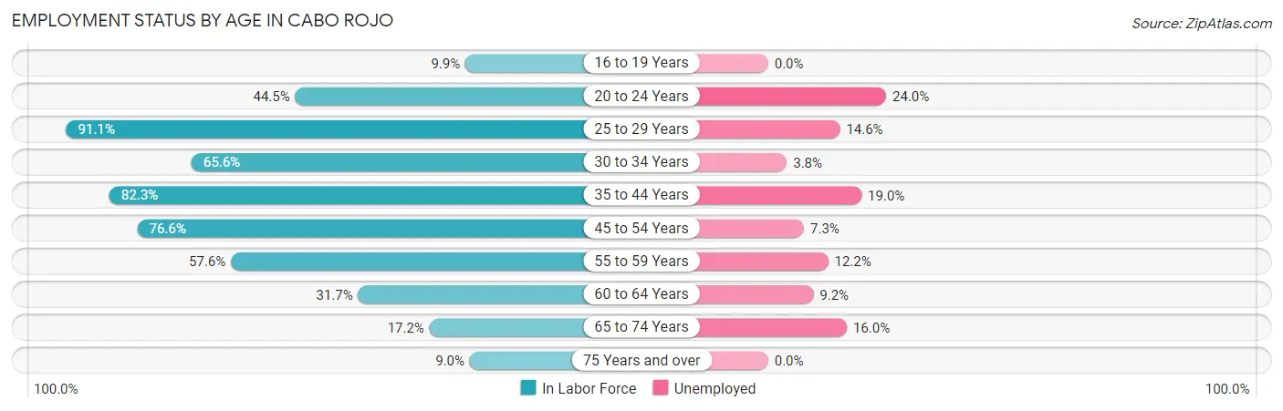 Employment Status by Age in Cabo Rojo