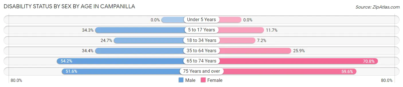 Disability Status by Sex by Age in Campanilla
