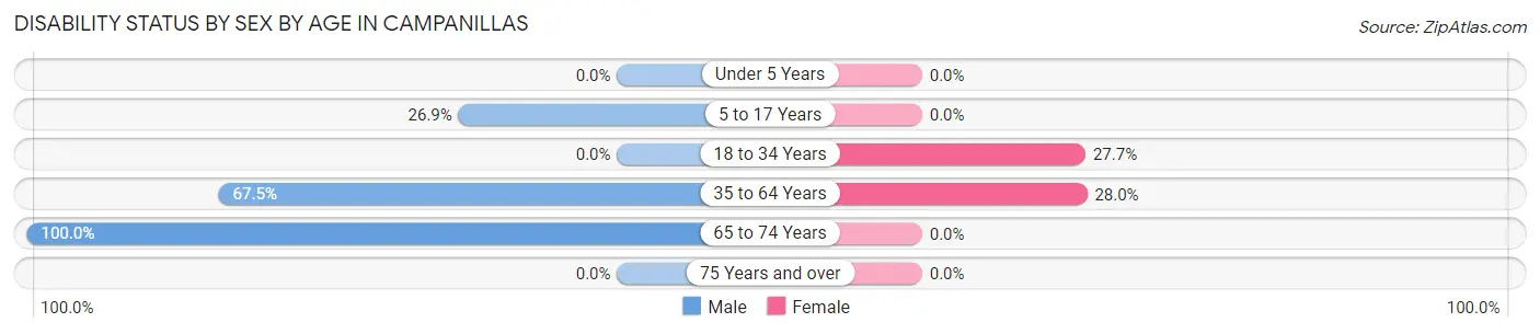 Disability Status by Sex by Age in Campanillas