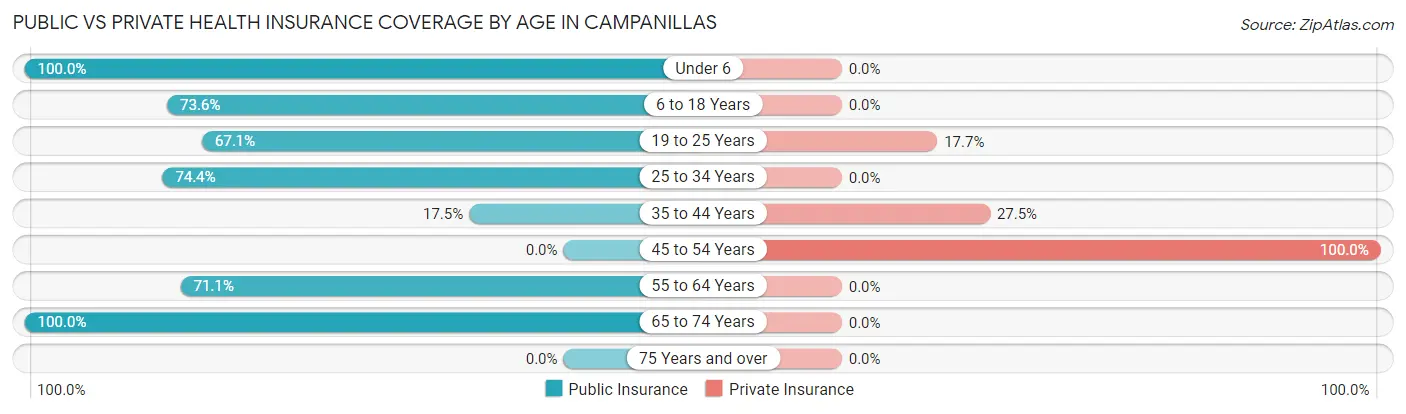 Public vs Private Health Insurance Coverage by Age in Campanillas