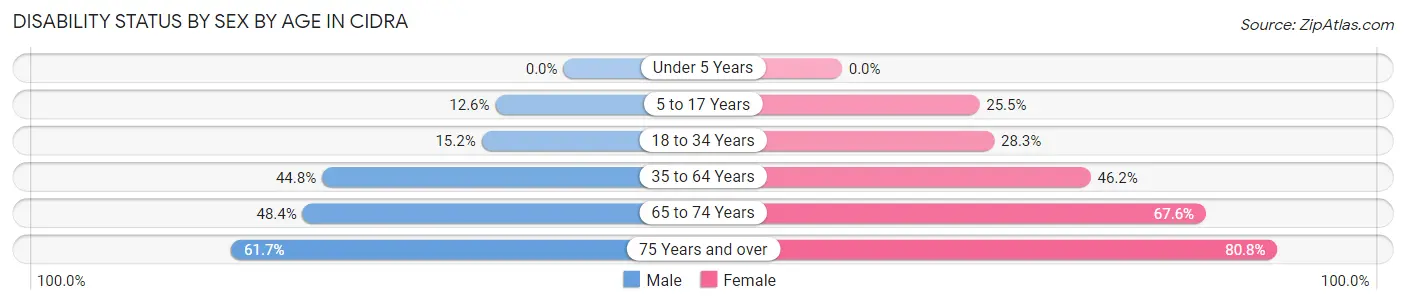 Disability Status by Sex by Age in Cidra