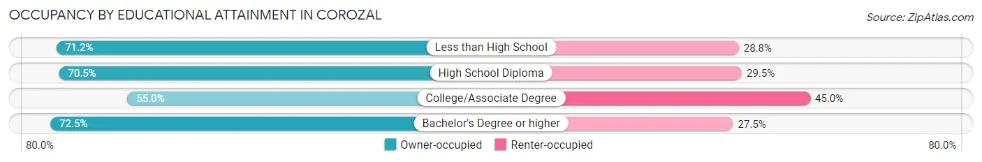 Occupancy by Educational Attainment in Corozal