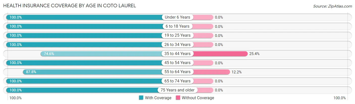 Health Insurance Coverage by Age in Coto Laurel
