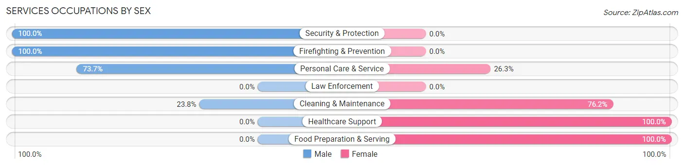 Services Occupations by Sex in Culebra